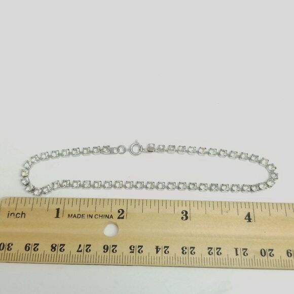 Vintage Rhinestone Bracelet or Anklet, Summer Sparkle, Ankle, Silver Tone - Picture 4 of 6